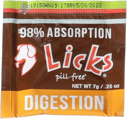 Licks Pill-Free Dog Digestion - Dog Gut Health and Gas Relief - Bloating Relief and Digestion Supplement for Dogs - Dog Health Supplies - Gel Packets - 30 Use