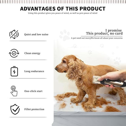 MAIRAN Dogs Pet Shaver Low Noise USB Charging Cordless Dog Grooming Kit Electric Pet Hair Trimmer Pet Hair Trimmer Large Medium and Small Dog and Cat Animal Shaver (Gold)