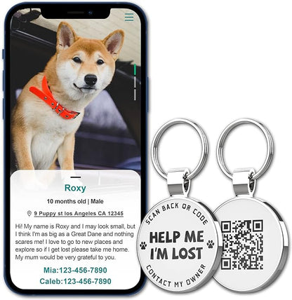 MYLUCKYTAG QR Code Pet ID Tags Dog Tags - Pet Online Profile - Scan QR Receive Instant Pet Location Alert Email
