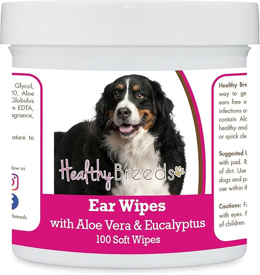 Healthy Breeds Bernese Mountain Dog Ear Cleaning Wipes with Aloe & Eucalyptus for Dogs 100 Count