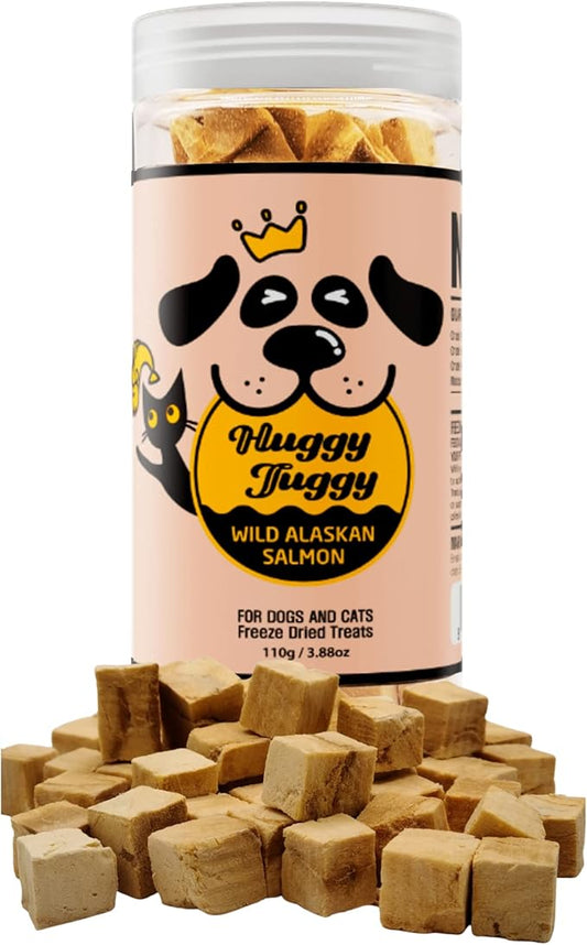 Freeze Dried Wild Alaskan Salmon Treats for Dog and Cat - Natural Single Ingredient, Pet Treat High Protein - No Fillers, Preservatives, or Additives, Gluten and Grain Free - 3.88 Oz