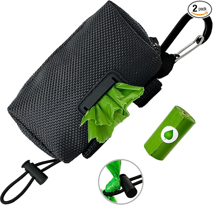 Dog Poop Bag Holder for Leash, Dog Poop Bag Dispenser Dog Waste Bag Holder for Leash Attachment, 2 In 1 Dog Poop Bags Holder & Waste Holder for Dispenser Carrier, Plus 15 Poop Bags