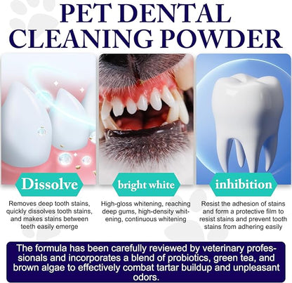 Dog Dental Powder - Dog Teeth Cleaning Powder - Dog Dental Care - Targets Tartar & Reduces Plaque & Bad Breath - Teeth Cleaning Made Easy Eliminate - Formulated for Small, Medium, Large Dogs