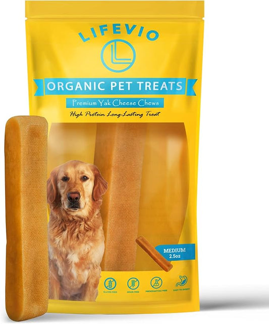 Medium Himalayan Yak Cheese Dog Chews, Medium (1 Stick) Long Lasting, 100% Natural with Pink Salt and Lime Juice for All Dogs