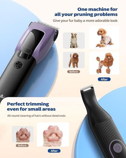 Dog Grooming Kit for Heavy Thick Hair&Coats, 3 in 1 Dog Clippers for Grooming, Rechargeable Cordless Pet Shaver with Storage Box, Quiet Dog Paw Trimmer for Small and Large Dogs Cats Animals