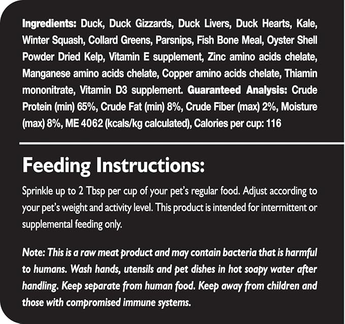Fresh Is Best - Tasty Trimmings Freeze Dried Raw Meal Topper for Dogs & Cats - Duck, 6 Ounces