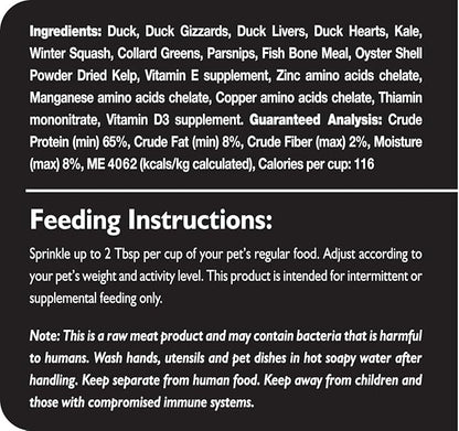 Fresh Is Best - Tasty Trimmings Freeze Dried Raw Meal Topper for Dogs & Cats - Duck, 6 Ounces