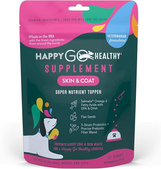 Skin & Coat Supplements for Dogs | Probiotic & Prebiotic Benefits with Wild Salmon Omega 3s to Help Your Dog Shine from The Inside Out | All Breeds, Ages and Sizes | 21 Count
