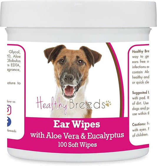 Healthy Breeds Smooth Fox Terrier Ear Cleaning Wipes with Aloe & Eucalyptus for Dogs 100 Count