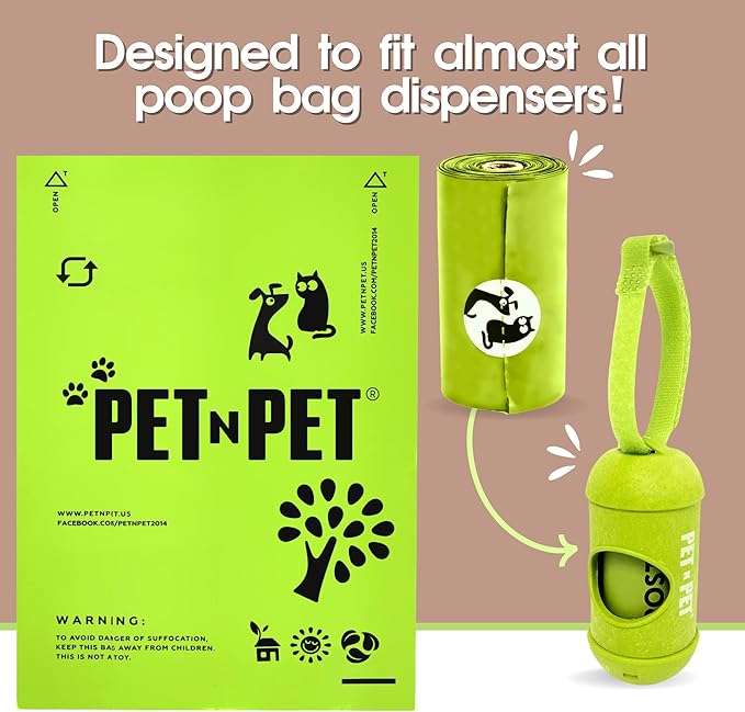 Pet N Pet Poop Bags For Dogs, 120 Counts Plant Based Dog Poop Bags Rolls, Dog Bags For Poop, Thick Dog Poop Bag Rolls, Doggy Poop Bags, 100% Leak-proof Easy to Use Pet Poop Bags