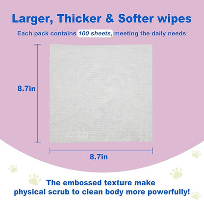 DR.EASY Pet Wipes for Dogs and Cats, Cleans Ears, Face, Butt, Body and Eye Area – Convenient, Ideal for Home or Travel (Lavender-4)
