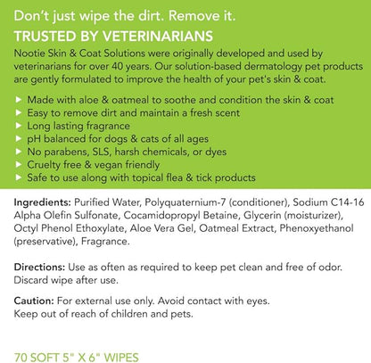 Nootie Waterless Shampoo Wipes for Dogs & Cats - Long Lasting Cucumber Melon Fragrance - Sold in Over 10,000 Vet Clinics and Pet Stores Worldwide, Made in USA - 70 Count