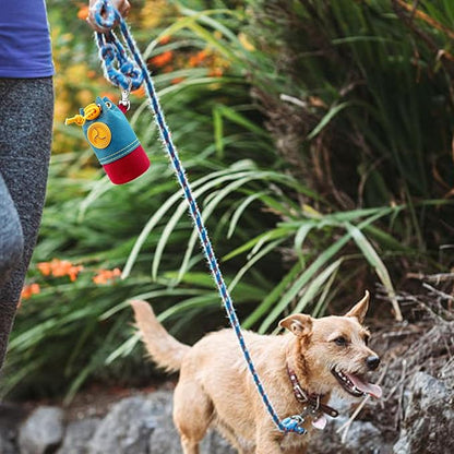 Dog Poop Bag Holder, Portable Dog Poop Bag Dispenser with 1 Metal Clip, Bucket Fashion Color Matching Canvas Poop Pag Polders for Leashes
