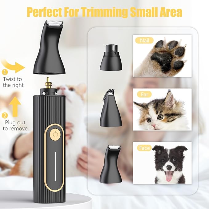Dog Clippers for Grooming,Dog Grooming Kit for Heavy Thick Hair&Coats/Low Noise Rechargeable Cordless Pet Shaver with Paw Trimmer Nail Grinder/Dog Hair Trimmer for Small & Large Dogs Cats