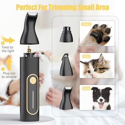 Dog Clippers for Grooming,Dog Grooming Kit for Heavy Thick Hair&Coats/Low Noise Rechargeable Cordless Pet Shaver with Paw Trimmer Nail Grinder/Dog Hair Trimmer for Small & Large Dogs Cats