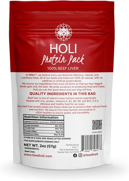 HOLI Freeze Dried Dog Food Topper - 3 Pack 2oz/Bag (Beef Liver, Lamb Liver, Rabbit) Mix in Flavor Enhancer, 100% All Natural