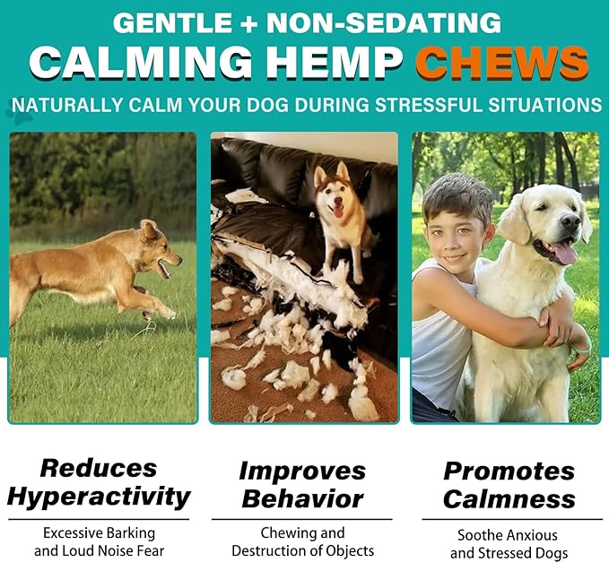 Hemp Calming Chews for Dogs 150 Count (11.6 oz), Dog Calming Chews, Helps with Dog Anxiety, Separation, Barking, Stress Relief, Melatonin for Dogs, Sleep Calming Aid, for All Breeds & Sizes