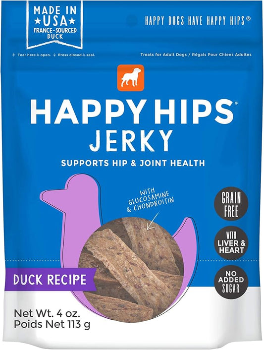 Jerky Dog Treats, Duck, 4 oz. Pouch