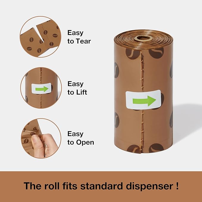 VETRESKA Dog Poop Bags, Coffee Scented Waste Bags, Leak Proof, Extra Thick and Large Dog Pet Bags for Dogs and Cats - 300 Count Bags (20 Refill Rolls)