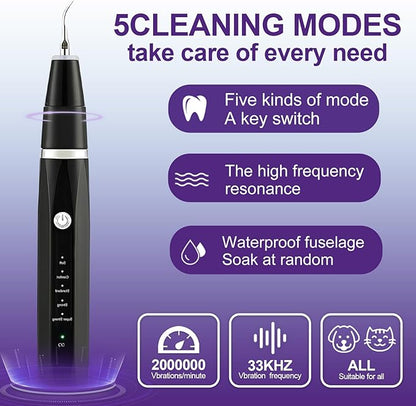 Dog Teeth Cleaning Kit-Dog Tooth Plaque Remover-Ultimate Pet Dental Care Kit - Ultrasonic Teeth Cleaner and Plaque Remover for Dogs | Complete Oral Hygiene Solution-Black