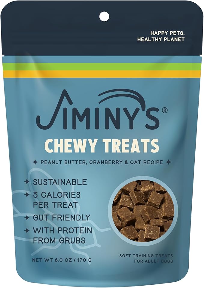 Jiminy's Chewy Good Grub Dog Training Treats, Hypoallergenic, 6oz, Peanut Butter & Cranberry (Pack of 1)