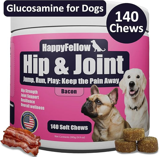 Hip and Joint Supplement for Dogs - Mobility Aids Glucosamine Chondroitin for Dogs Arthritis Pain Relief Anti Inflammatory, Small Large Breed Advanced Support, Pain Relief, 140 Soft Chews