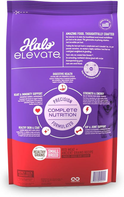 Halo Elevate Dry Dog Food, Healthy Grains Red Meat Recipe, Small Breed, 10lb