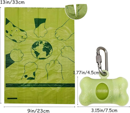 Bag Dispenser Dog Poop Bags Holder Dog Waste Bags Dispenser with Leak-Proof Green Poop Bags for Leash On The Go for Walking Dogs Outdoor (random color, 1 Holder 15 Bags)