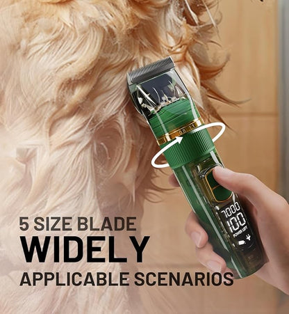 Dog Clippers for Grooming Low Noise, Dog Paw and Hair Trimmer with 3-Speed Digital Display, Detachable Waterproof Dog Trimmer for Grooming, Rechargeble Pet Grooming Clippers for Dogs Professional