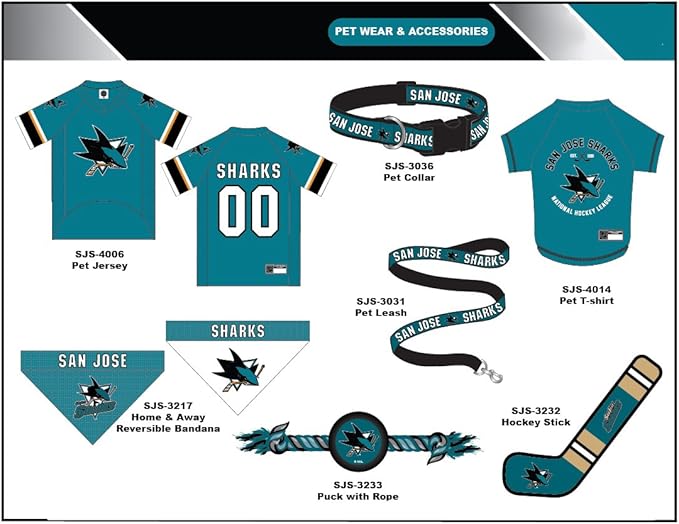 Pets First NHL SAN Jose Sharks Leash for Dogs & Cats, Large. - Walk Cute & Stylish! The Ultimate Hockey Fan Leash!, 6 ft Long x 1 in Width, SJS-3031-LG