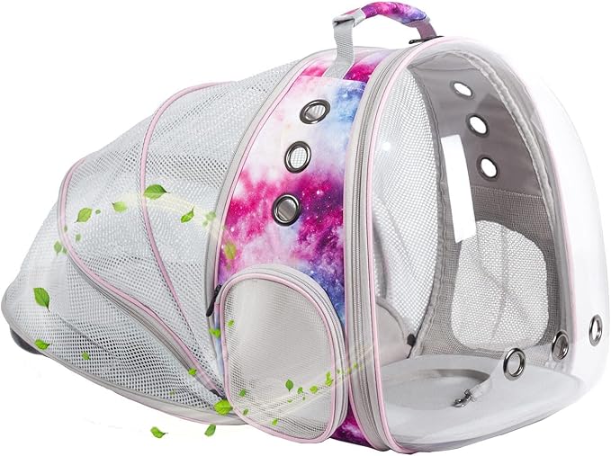 Back Expandable Cat Backpack Carrier, Fit up to 12 lbs, Space Capsule Astronaut Expandable Pet Backpack Carrier for Cat and Small Puppy, Cat Carrying Bag