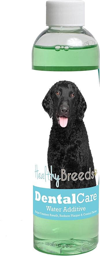Healthy Breeds Dog Dental Care Water Additive for Curly-Coated Retriever - Helps Freshen Breath, Reduce Plaque & Control Tartar - Mint Flavor - 8 oz