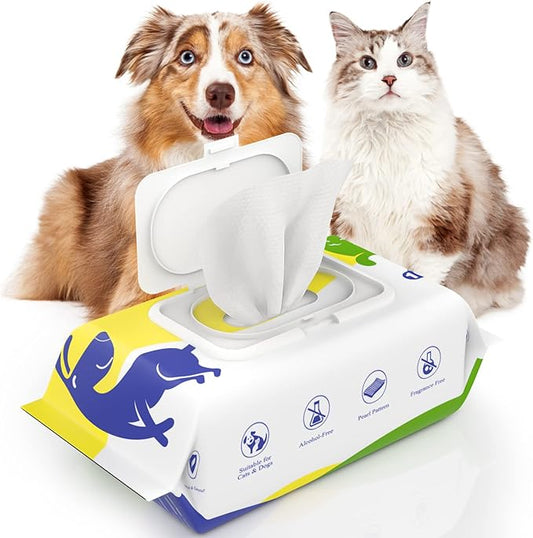 Dog Wipes for Paws and Butt, Pet Wipes for Dog Cat, Unscented Hypoallergenic Thick Dog Grooming Wipes for Cleaning Deodorizing, Puppy Wipes for Face Eye Ears Body Bath, 1Pack/100 Count