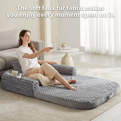 Human Dog Bed for People Adults, Dog Bed for Humans Size Fits You and Pets, Washable Faux Fur Orthopedic Human Dog Bed for People,Dog Bed for Humans