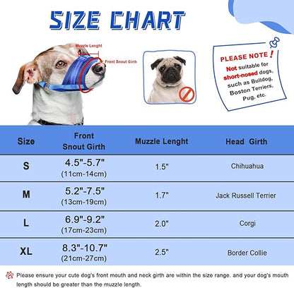 Dog Muzzle Soft Air Mesh Muzzle for Large Dogs, Adjustable Pet Muzzle for Small Medium Dogs to Drink Normally, Breathable Reflective Muzzle for Dogs to Prevent Biting Barking(Blue,L-7)