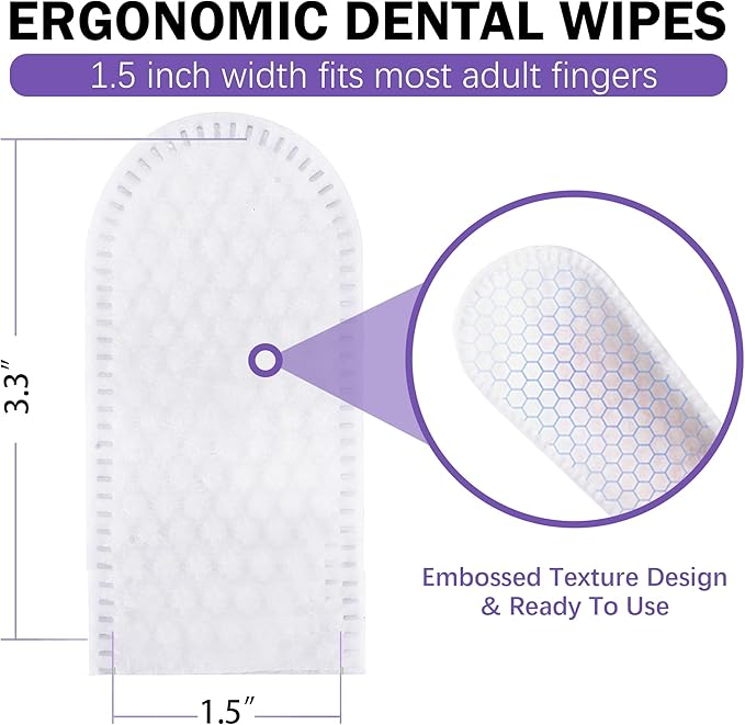 50 Counts Pet Teeth Cleaning Dental Finger Wipes for Dogs & Cats, Reduces Plaque & Freshens Breath No-Rinse Dog Teeth Care Finger Wipes, Easy to Use Disposable Gentle Cleaning & Gum Care Pet Wipes