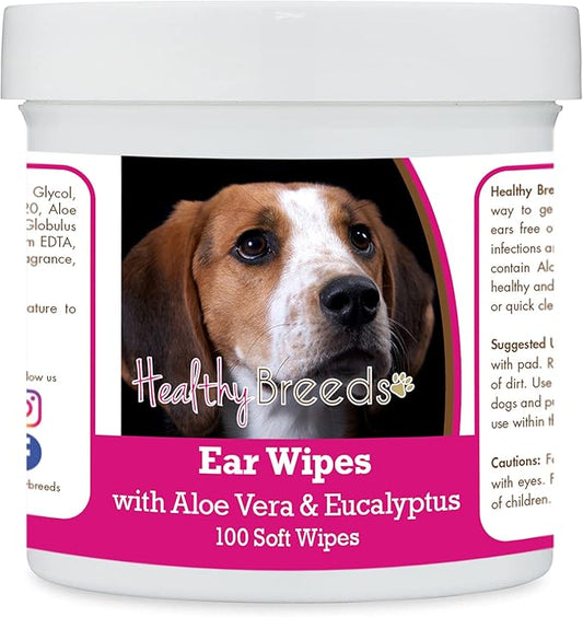 Healthy Breeds American English Coonhound Ear Cleaning Wipes with Aloe & Eucalyptus for Dogs 100 Count