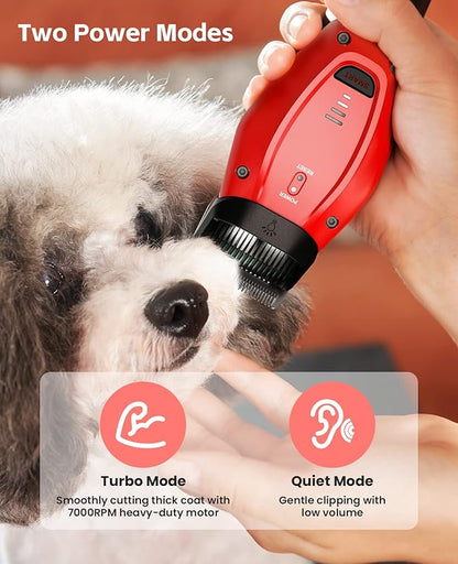 DOG CARE Smart Dog Clippers for Grooming with 3 Speeds, Auxiliary Light, Cordless Professional Dog Grooming Clippers, Low Noise Rechargeable Heavy-Duty Pet Hair Shaver for Dog Cat 2024 Upgraded
