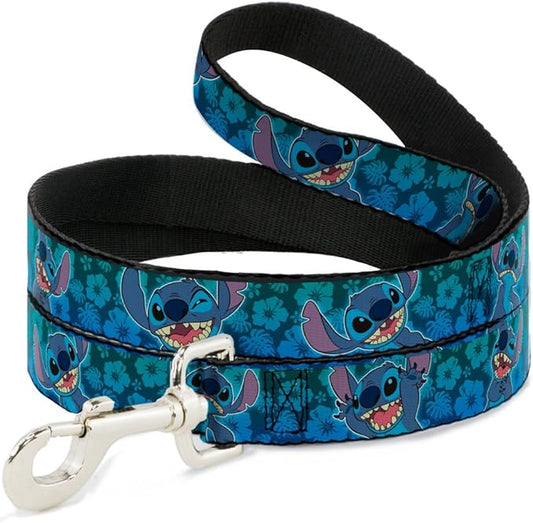 Buckle-Down Dog Leash Stitch Expressions Hibiscus Collage Green Blue Fade 4 Feet Long 1.5 Inch Wide, Multicolor (DL-WDY262-W)