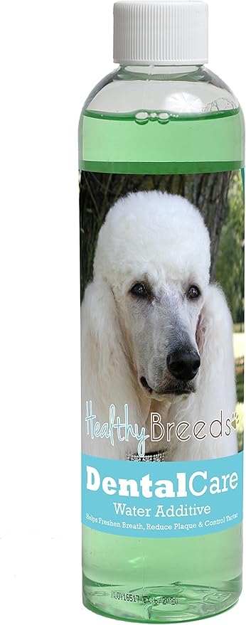 Healthy Breeds Dog Dental Care Water Additive for Poodle - Helps Freshen Breath, Reduce Plaque & Control Tartar - Mint Flavor - 8 oz
