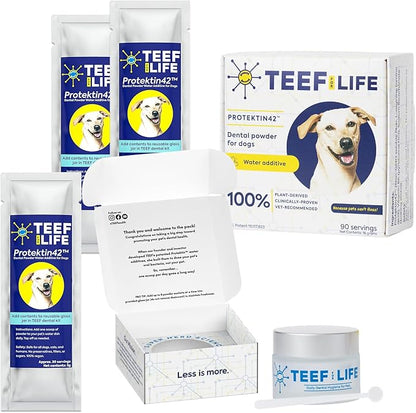 for Life Protektin42 Plant-Derived Dental Water Additive for Dogs, Daily Dental Care, Clinically-Proven Formula Naturally Fights Plaque and Tartar, Dental Kit with 90 Servings