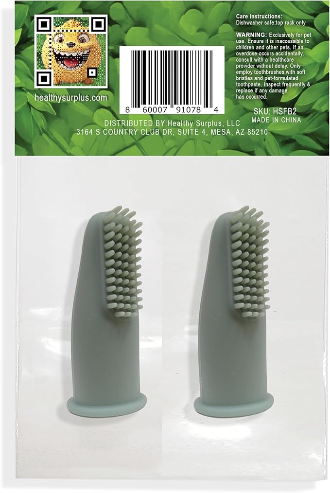 Silicone Finger Brush Toothbrush - Dental Hygiene Toothbrush Solution for Dogs, Cats and Puppies - 1 Pack Containing 2 Dental Care Fingerbrushes for Pets