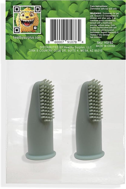 Silicone Finger Brush Toothbrush - Dental Hygiene Toothbrush Solution for Dogs, Cats and Puppies - 1 Pack Containing 2 Dental Care Fingerbrushes for Pets