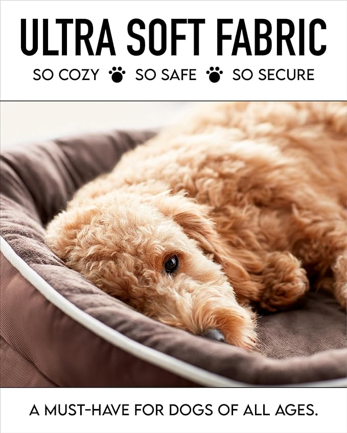 Orthopedic Dog Bed for Extra Large Dogs, Dog Couch Design with Egg Foam Support, Removable, Machine Washable Plush Cover and Non-Slip Bottom with Four Sided Bolster Cushion (Brown)