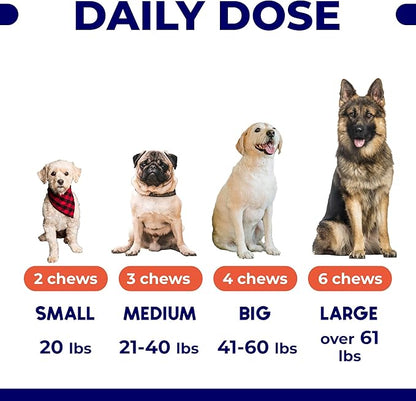 Omega 3 Fish Oil for Dogs (180 Ct) - Skin & Coat Chews - Dry & Itchy Skin Relief + Allergy Support - Shiny Coats - EPA&DHA Fatty Acids - Natural Salmon Oil Chews Promotes Heart, Hip & Joint Support