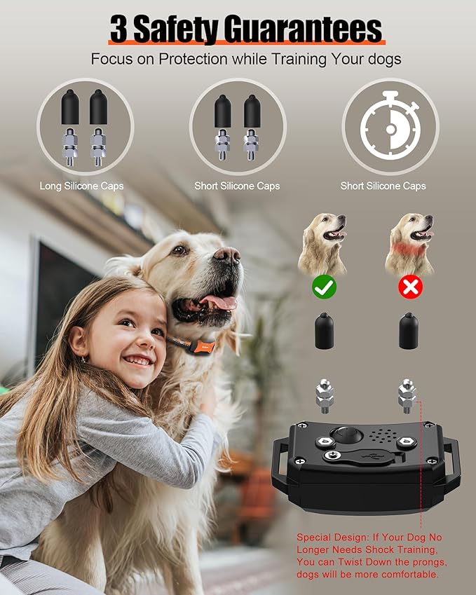 Dog Shock Collar - 4000Ft Waterproof Dog Training Collar with Remote for 5-120lbs Small Medium Large Dogs, 3 Channels, Rechargeable E Collars with Beep Vibration Safe Shock Modes (Orange)