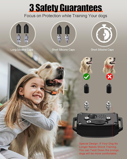 Dog Shock Collar - 4000Ft Waterproof Dog Training Collar with Remote for 5-120lbs Small Medium Large Dogs, 3 Channels, Rechargeable E Collars with Beep Vibration Safe Shock Modes (Orange)