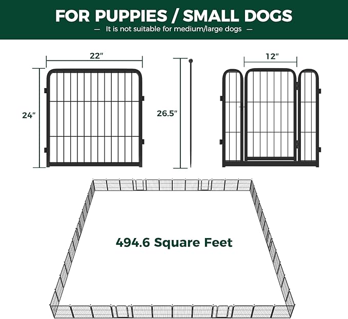 FXW Rollick Dog Playpen for Yard, RV Camping│Patented, 24 inch 48 Panels
