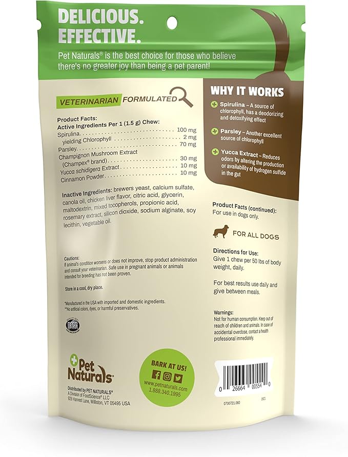 Pet Naturals Breath Bites Breath Freshener for Dogs, 60 Chews - Fresh Breath, Healthy GI Support and Dental Health