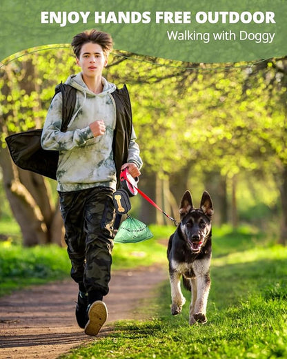 Dog Poop Bag Holder, Hands Free Cute Dog Poop Bag Dispenser for Leash with Big Opening Pet Waste Bag Holder Zippered Pouch with Carabiner Hook Velcro Waterproof Pet Poop Bag Holder(Doggy Bag Excluded)